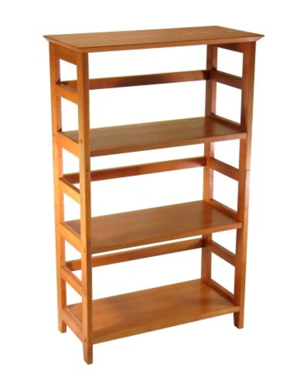 4-Tier Wood Bookshelf Honey Finish Solid Beechwood and Composite Wood Storage Display Shelving for Home Office Living Room